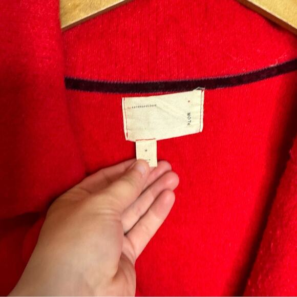 Anthropologie Moth Red Ponte Sweater Jacket Button Size Medium - Picture 5 of 7